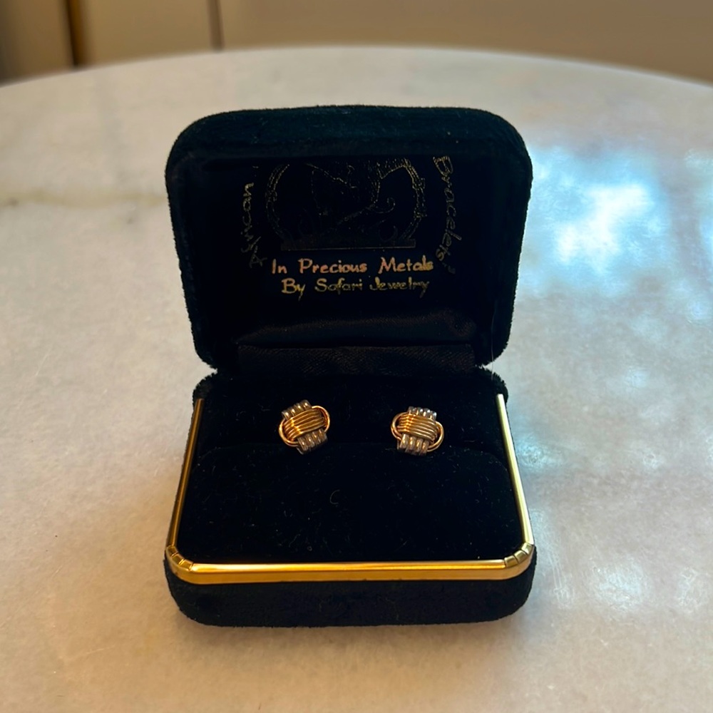 Classic Two-Tone Stud Earrings—Elephant Hair by Safari Jewelry